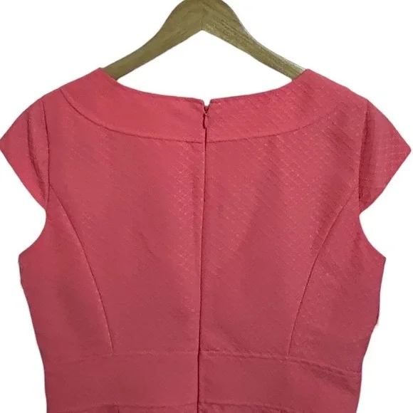 Tahari NEW Arthur S Levine Stella Coral Textured Cap Sleeve Sheath Dress Size 8 - Picture 11 of 12